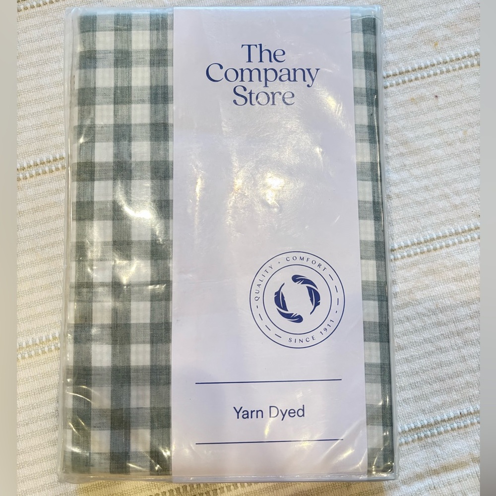 The Company Store standard ruffled sham gingham sage